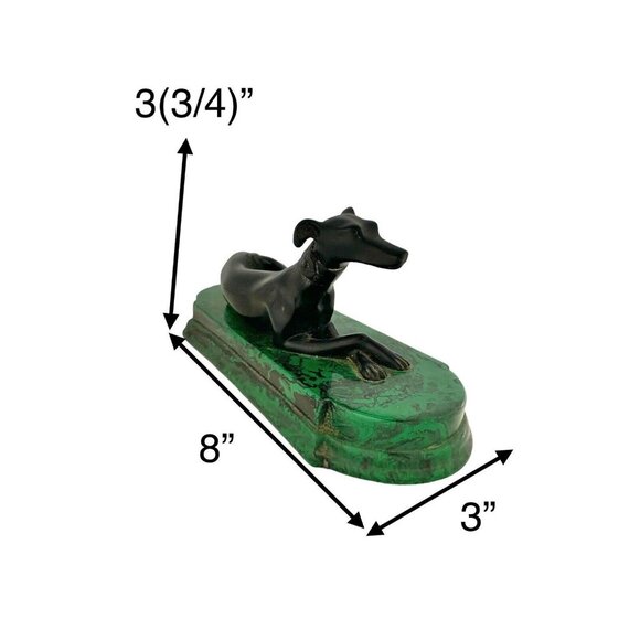 Dog Figurine Metal Greyhound Whippet on Green Marbled Base Vintage Decor - Picture 2 of 7